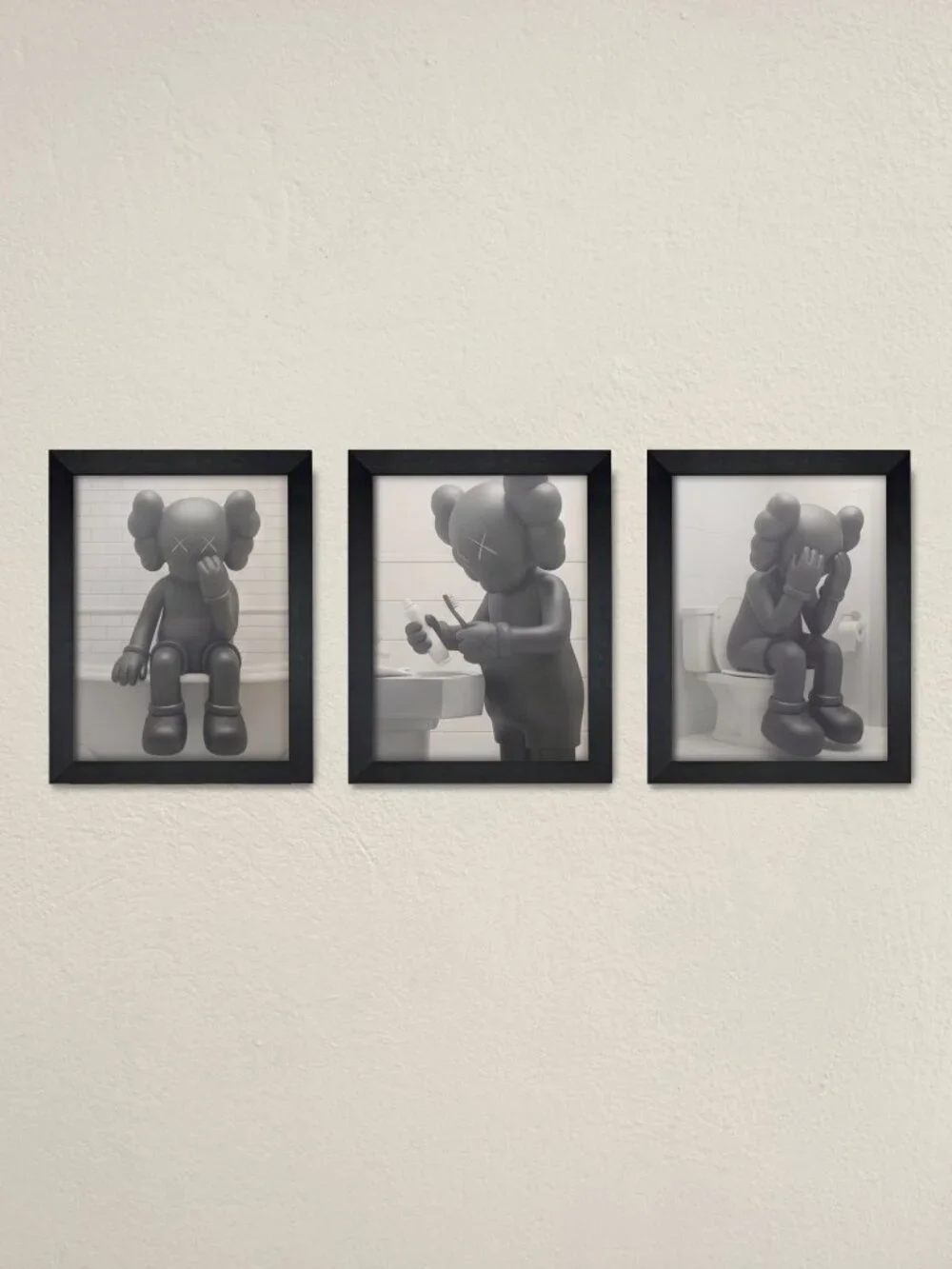 KAWS Framed Bathroom Wall Art